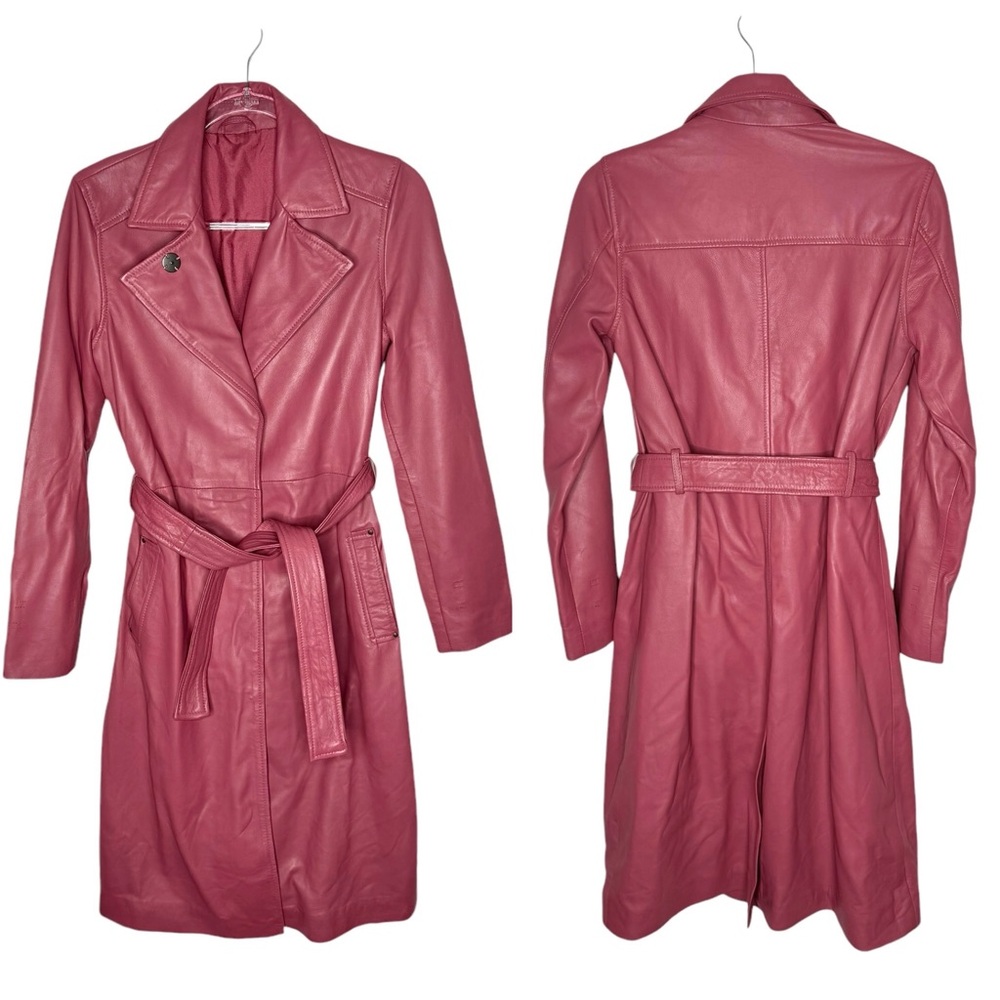 2ND DAY | Birger et Mikkelson 100% Lamb Leather Pink Belted Trench EU 34 XS